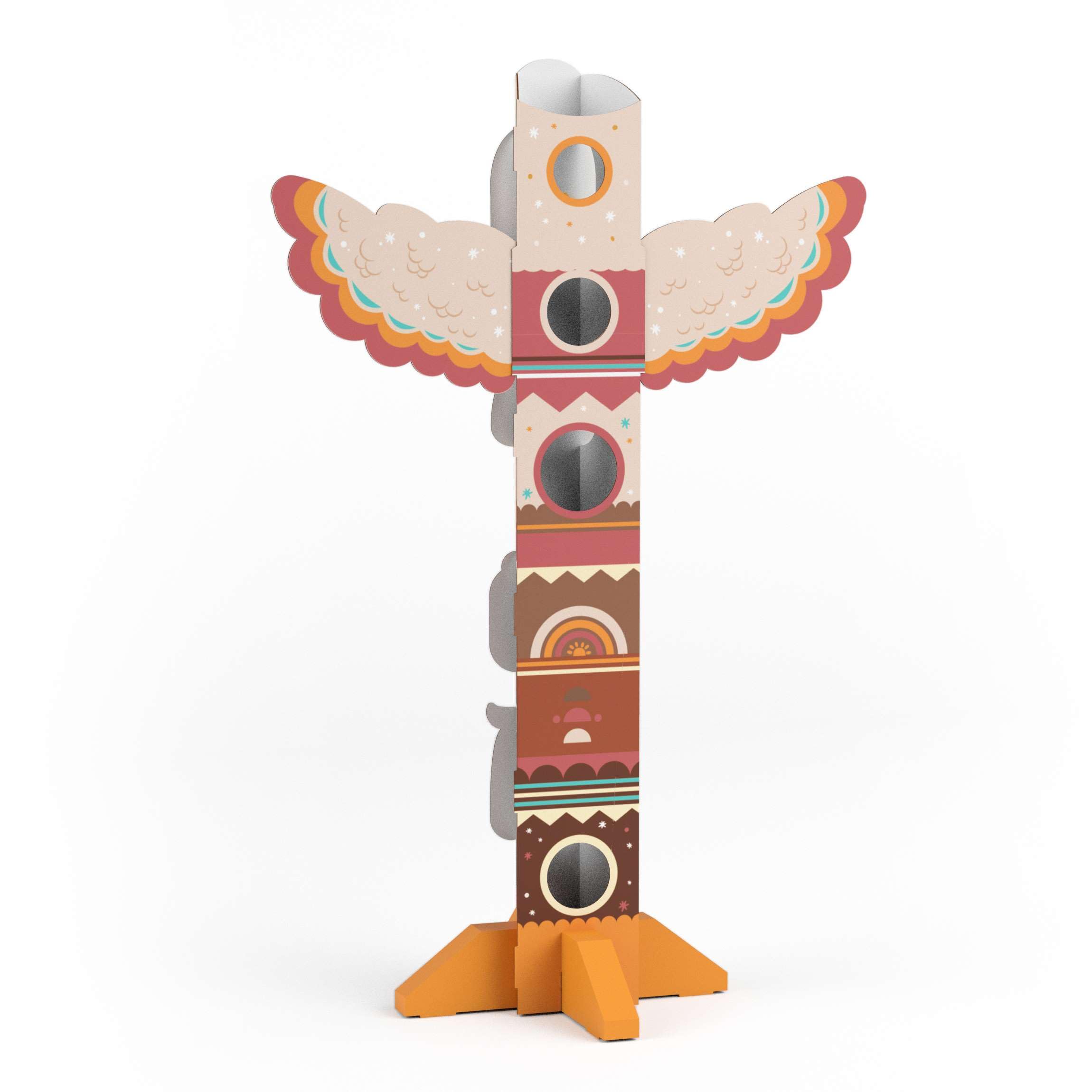 XXL Wurfspiel Totem aus Pappe für Kinder 1,77m hoch - Geschicklichkeitsspiel Bewegungsspiel Totempfahl