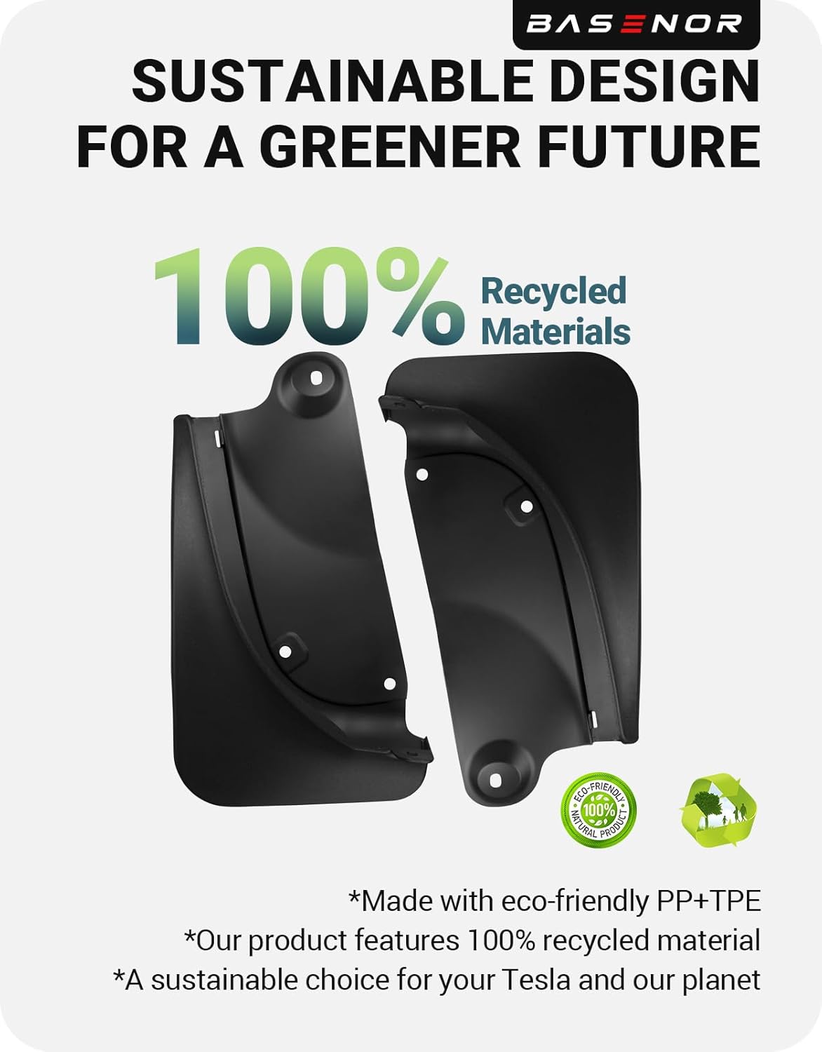 BASENOR 2020-2024 New Version Tesla Model Y Mud Flaps Splash Guards [No Drilling No Tape] [Proprietary Design] All Weather Tire Protector Mudflaps for Tesla Exterior Accessories - Image 8