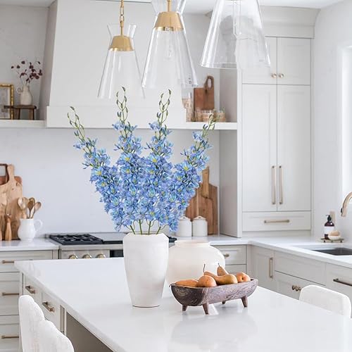 Miniatura 4 de DILATATA Ramo de flores artificiales de Delphinium azul de 37 pulgadas para jarrones altos, arreglos florales para el hogar y la boda, juego de