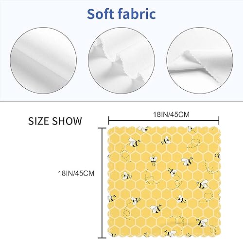 Miniatura 2 de Yibeas Juego de 4 servilletas de tela con diseño de abejas, diseño de panales de miel, fondo amarillo, servilletas de cena para cocina, 18 x 18