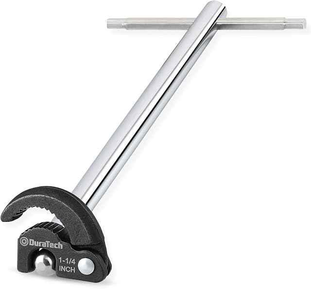 DURATECH 11" Telescoping Basin Wrench, Adjustable Tap Nut Spanner Basin Spanner, Capacity of 3/8" to 1-1/4" for Fixing Back and Union Nuts Under Sink