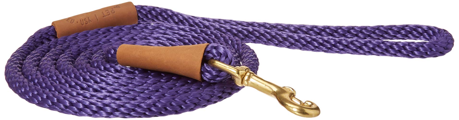 Mendota PetSnap Leash - British-Style Braided Dog Lead, Made in The USA - Purple, 3/8 in x 6 ft - for Small/Medium Breeds