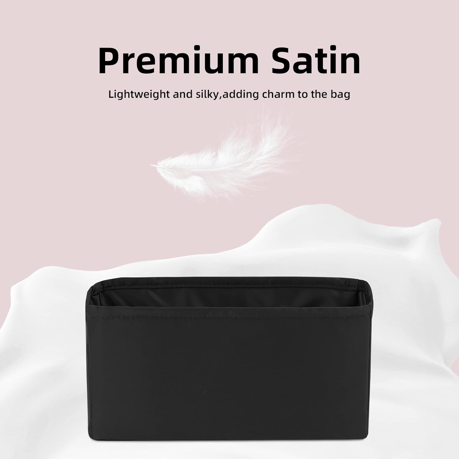 DGAZ Silk Purse Organizer Insert For Lady-Dior Micro/Mini/S/M/L bags，Silky Smooth Bag Organizer，Luxury Handbag & Tote Shaper（Black，S）