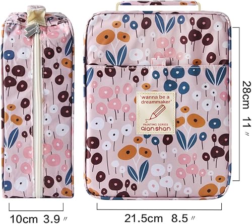 Vista 16 de qianshan Ranura para estuche para lápices, capacidad para 260 lápices de colores o 180 bolígrafos de gel con cierre de cremallera 260-Azul Rosa Daisy