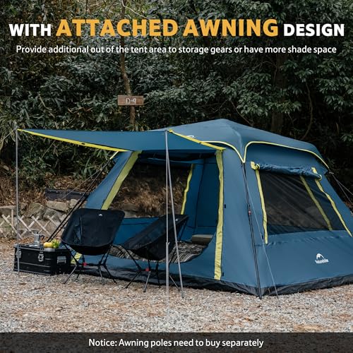 Image of Naturehike Cape Lite 4-6 Person Camping Tent, Easy Setup in Seconds Instant Cabin Tents for Family Camping & Hiking