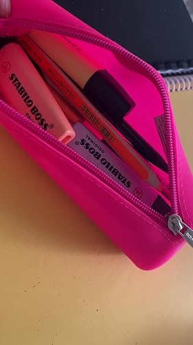 Pigna FLUO Silikon-Federmappe – 20x6x6 Cm, Knalliges Fuchsia, Mit Reißverschluss, Einzeln Verpackt