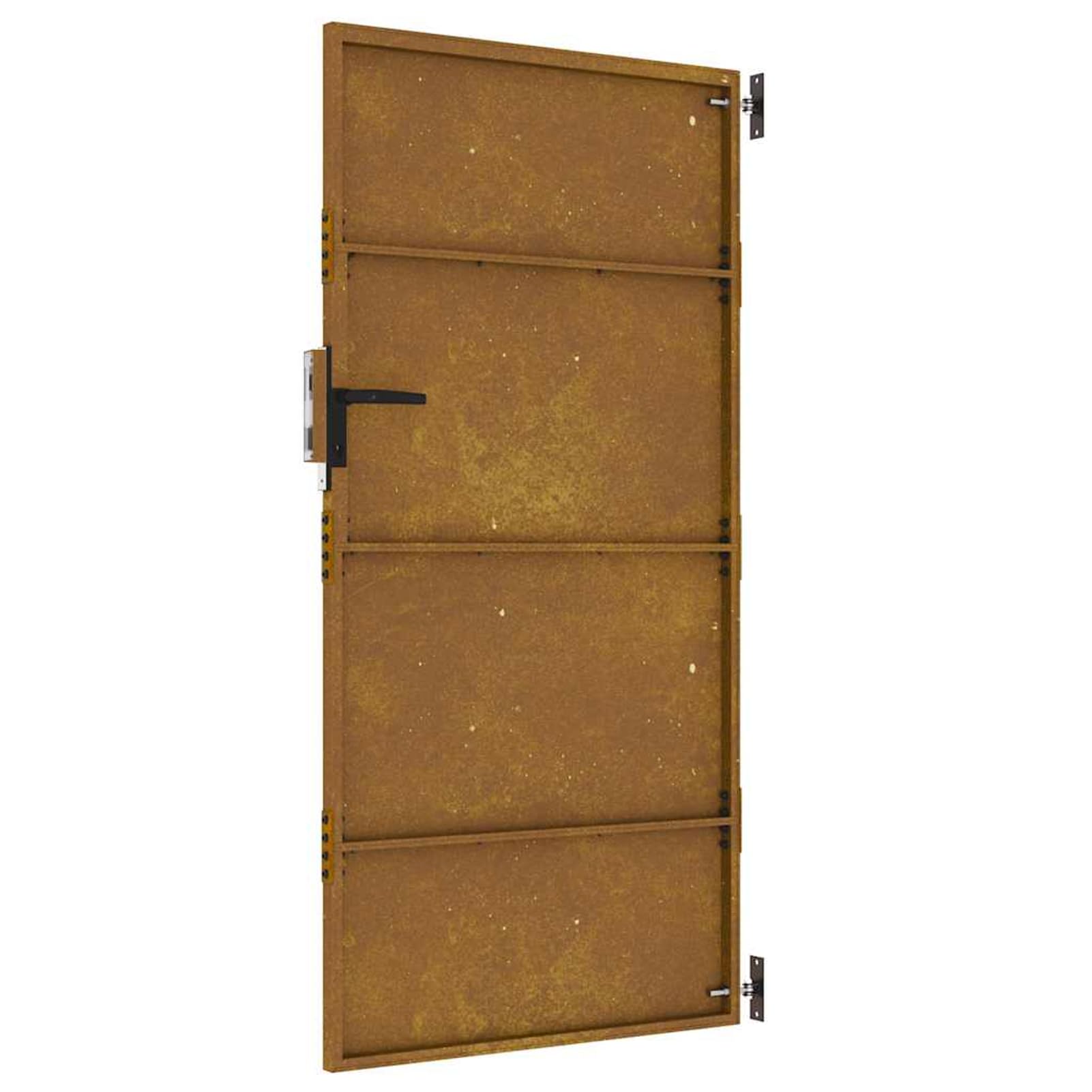 Cancello da giardino, 85 x 200 cm, in acciaio Corten, resistente alle intemperie, con meccanismo di serratura, robusto cancello in metallo per giardino e terrazza