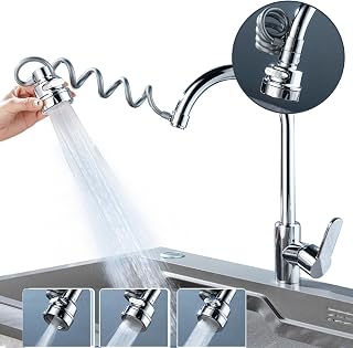 Extensión de grifo, accesorio de grifo giratorio de 360 grados, 3 modos ajustables, accesorio giratorio para grifos de cocina y grifos de baño, plata