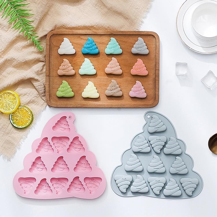 2 Pack Spoofing Feces Silicone Molds, Spoofing Themed Baking Moulds for Chocolate, Ice Cube, Cake, Dessert, Candy, Soap, Cupcake Topper, Jelly, Pudding, Wax Melts