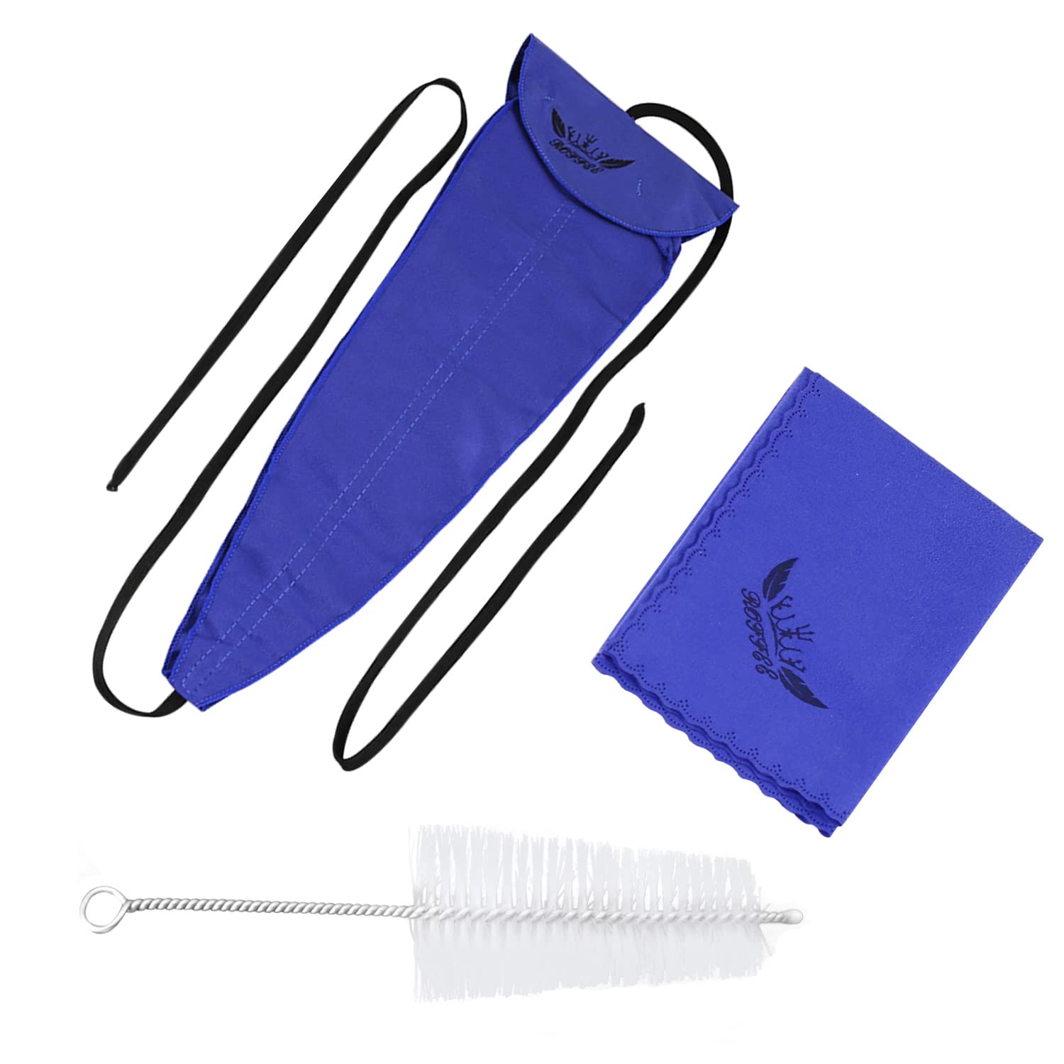 ROFFEE Saxophone Cleaning Cloth, Durable Saxophone Cleaning Tool for Tube Inside, 1 Cleaning Cloth Swab, 1 Mouthpiece Brush (Blue)