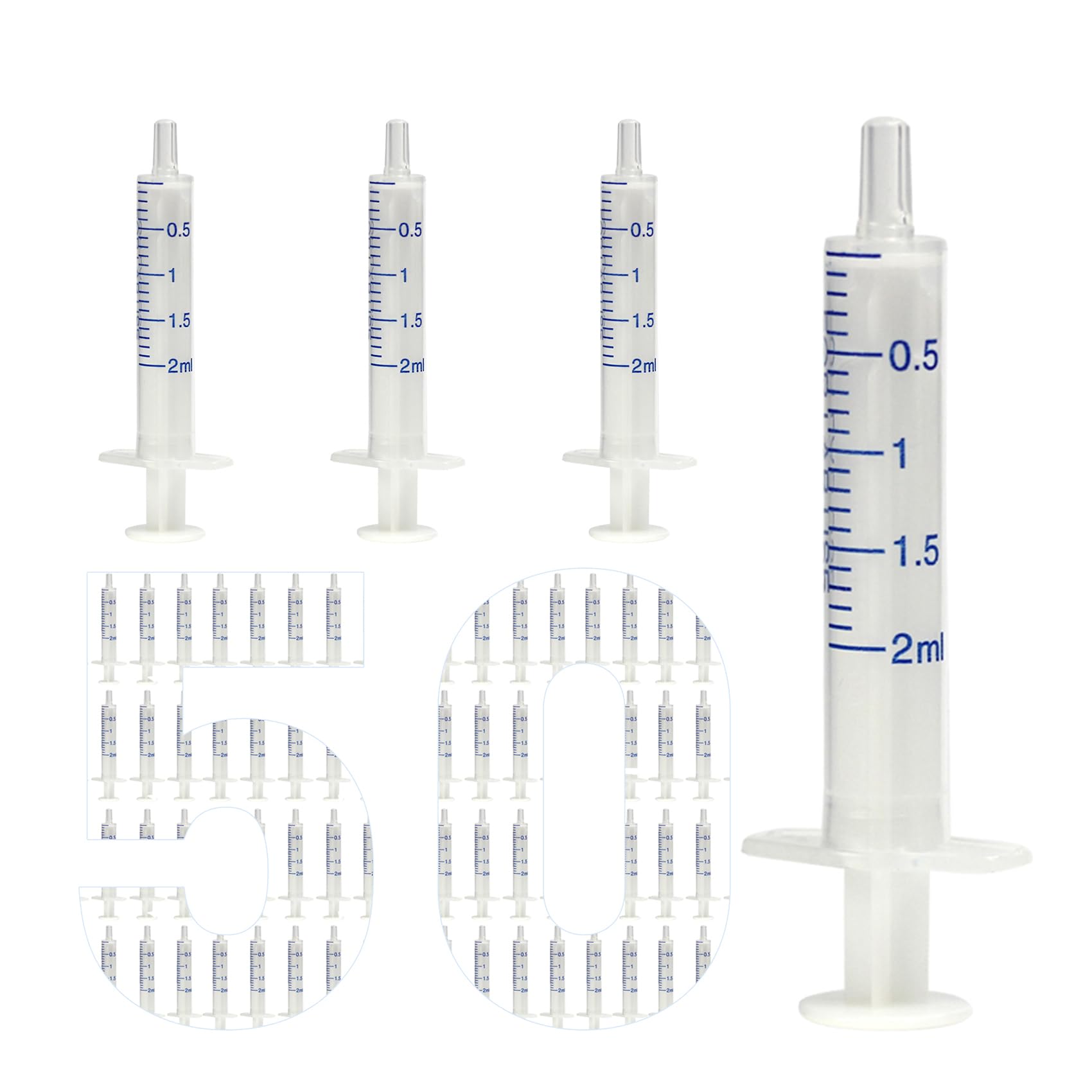 50 Pack 2 ml Plastic Syringe, luer slip syringe, Used in Scientific Laboratories, Liquid refilling, DIY Crafts, Scientific Labs