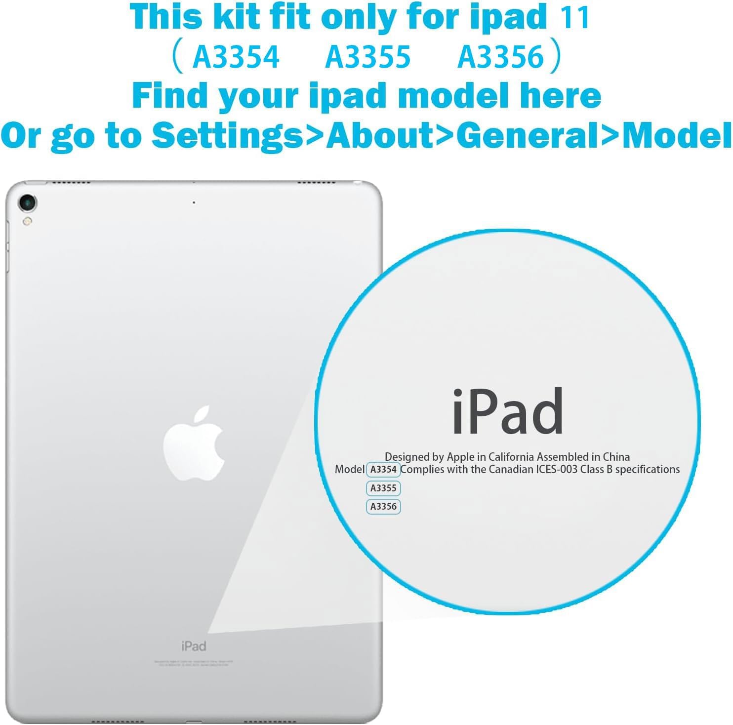 for ipad 11 (11th Generation) Screen Replacement（ A3354/A3355/A3356）,10.9" Touch Screen Digitizer Glass Assembly with Professional Tool Kit + Screen Protector (Not LCD)