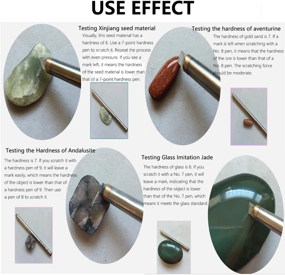 Mohs Hardness Test Kit, Mohs Hardness Picks 5-9 Scratch Tester, Portable Metal Hardness Tester Kit for Gem Jade Jewelry Rock and Mineral Testing