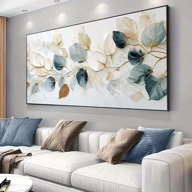 LTjiajuypd Quadro moderno su tela con delicate foglie, stile minimalista per la casa (70x140 cm)