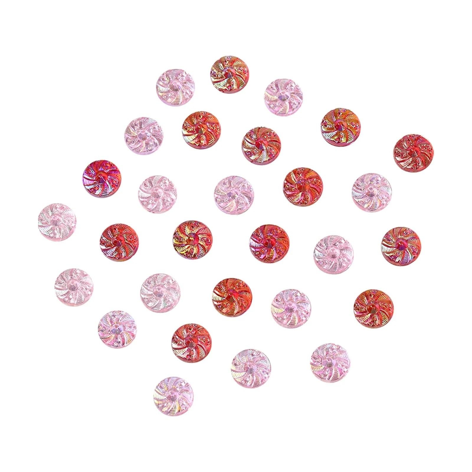 bottoni, Bottoni automatici in resina con strass retro piatto, confezione da 100, multicolore, 10 mm(Pink)