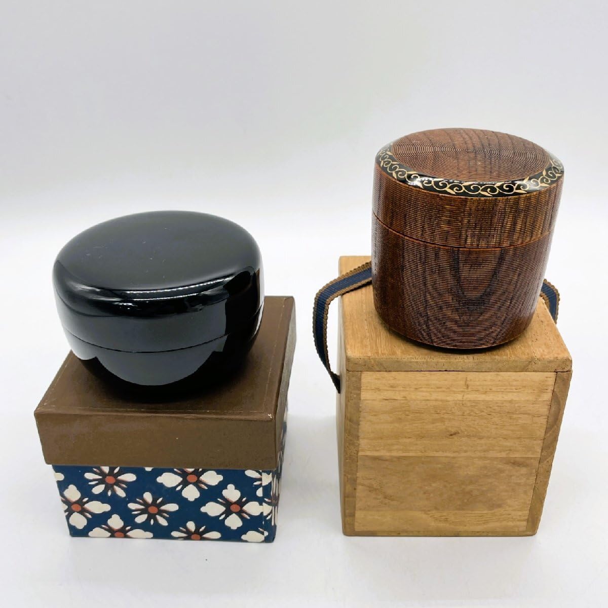 朱塗 立雛蒔絵 中棗 中谷秀斎作 なつめ 茶道具お点前道具 漆器 茶道具