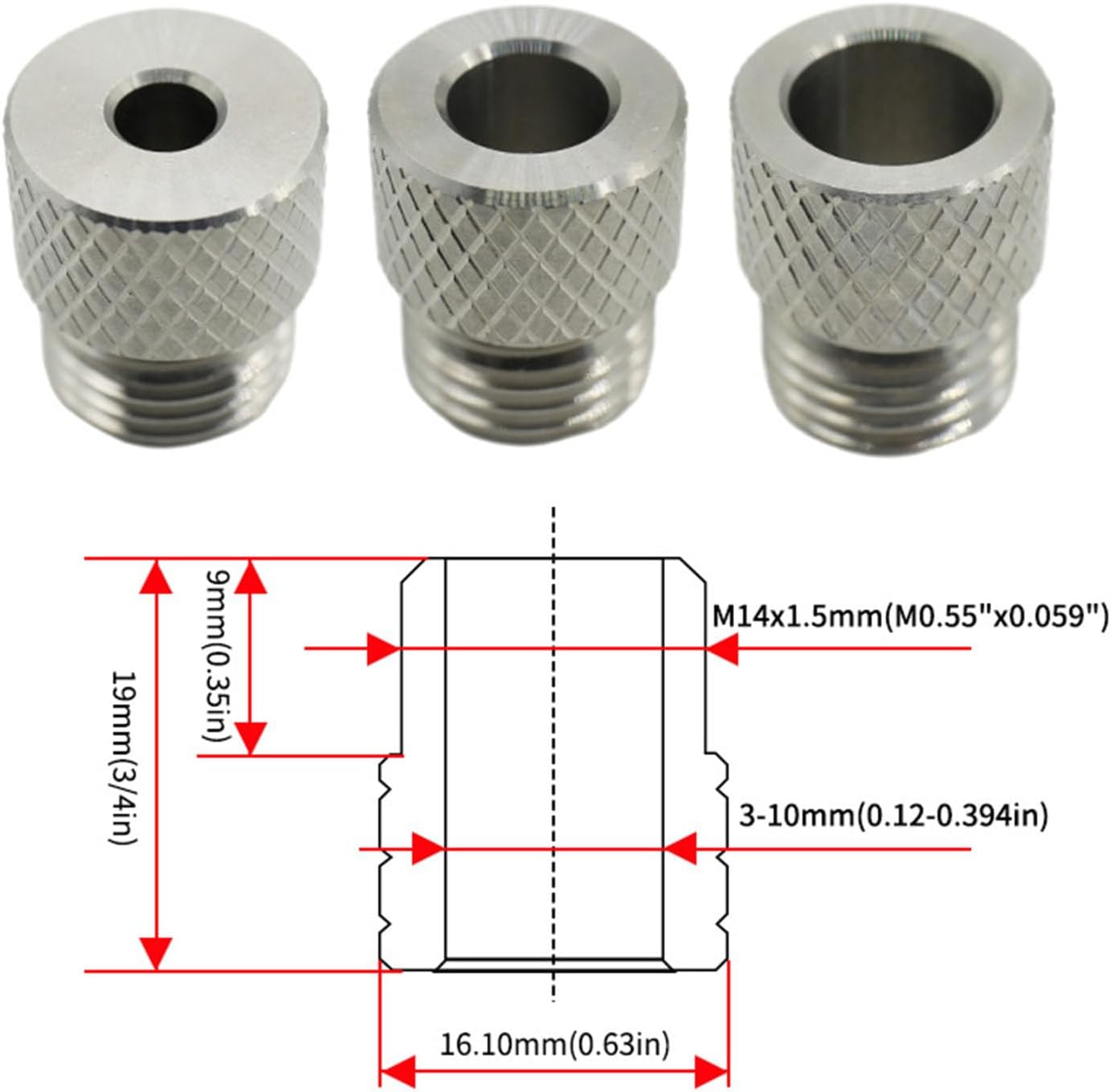 Duty Stainless Steel Drill Bushing Set for Drilling Tools 8Pcs M14x1.5 Threaded Sleeves AntiWear Rolled Edges Stainless Steel Drill Bushings Set
