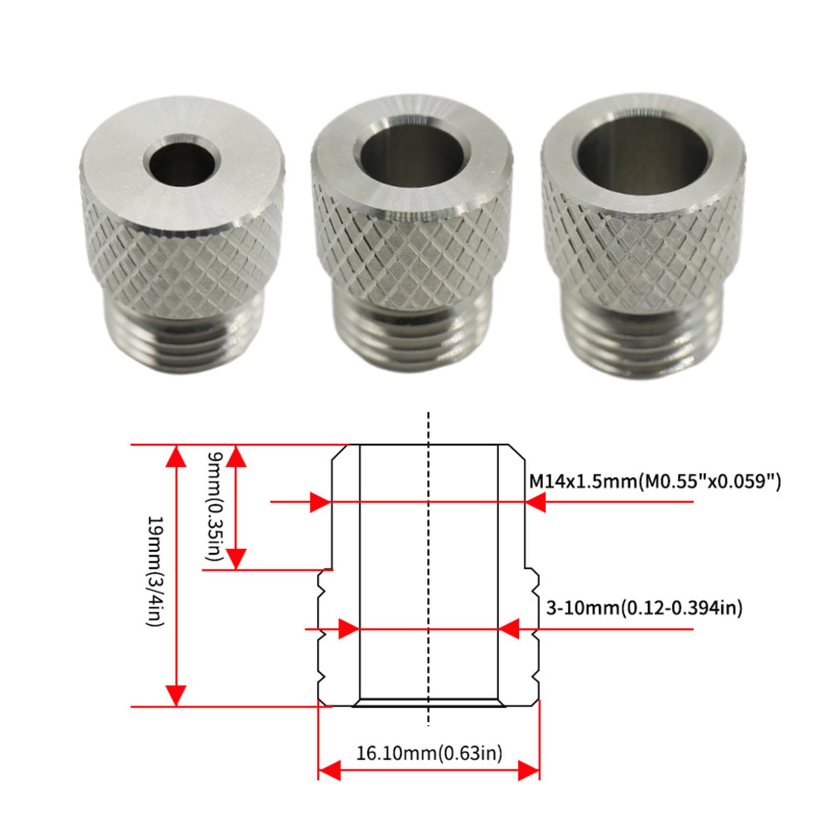 M14x1 5 Grobgewinde Bohrbuchsen Edelstahl Gerändelter Größen 3–10 Mm Für Industrielle Werkzeuge Und Vorrichtungen. Hochfeste Bohrbuchsen