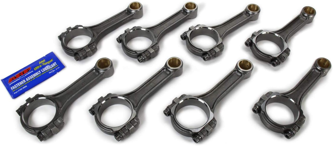 Eagle Specialty Products Connecting Rod, SIR, I Beam, 5.700 in Long, Bushed, 3/8 in Cap Screws, 8740 Bolt, Forged, Steel, compatible with Small Block Chevy, Set of 8