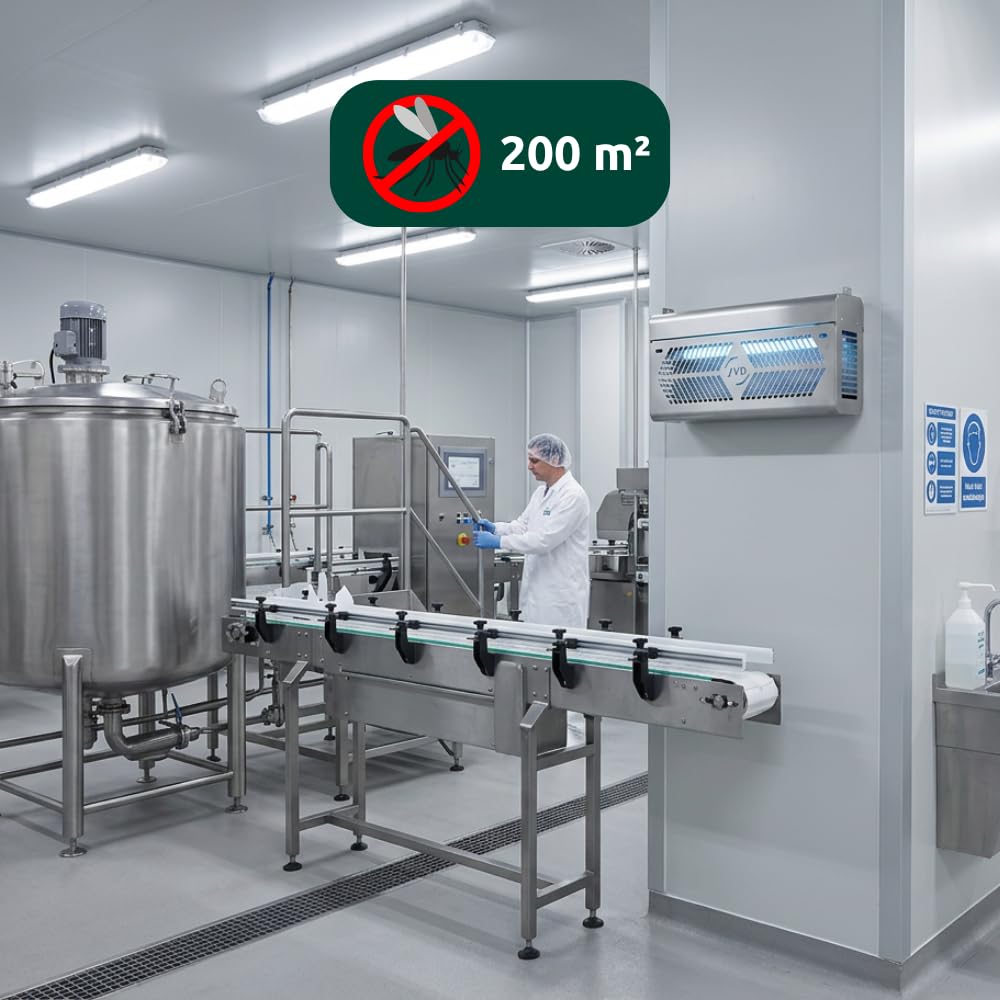 JVD Insektenvernichter elektrisch Industrie PRO IP54, 3700 V, 200 m², Bruchschutz-LED