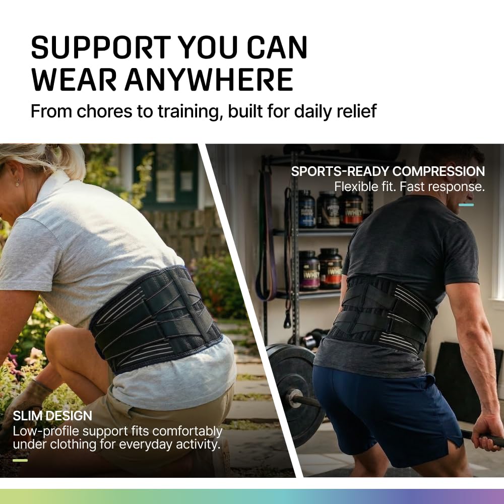 Modvel Back Brace for Lower Back Pain Women and Men – Lumbar Support Belt for Sciatica, Herniated Disc, Muscle Strain – Adjustable Breathable Work Brace with 6 Stays – Support for Posture – Size S