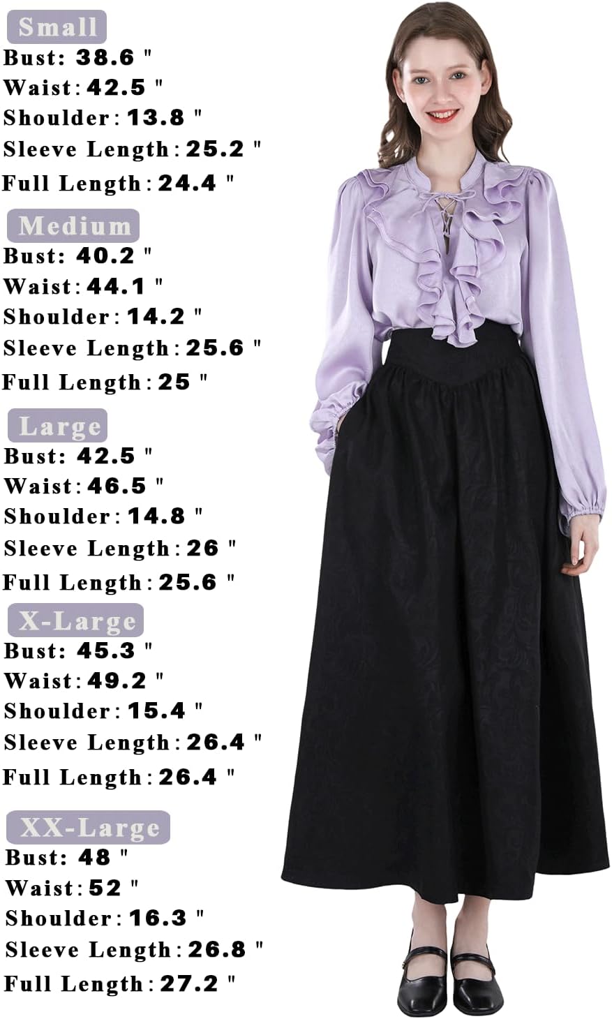 CR ROLECOS Women Victorian Blouse High Collar Lace Ruffled Shirt Tops - Image 7