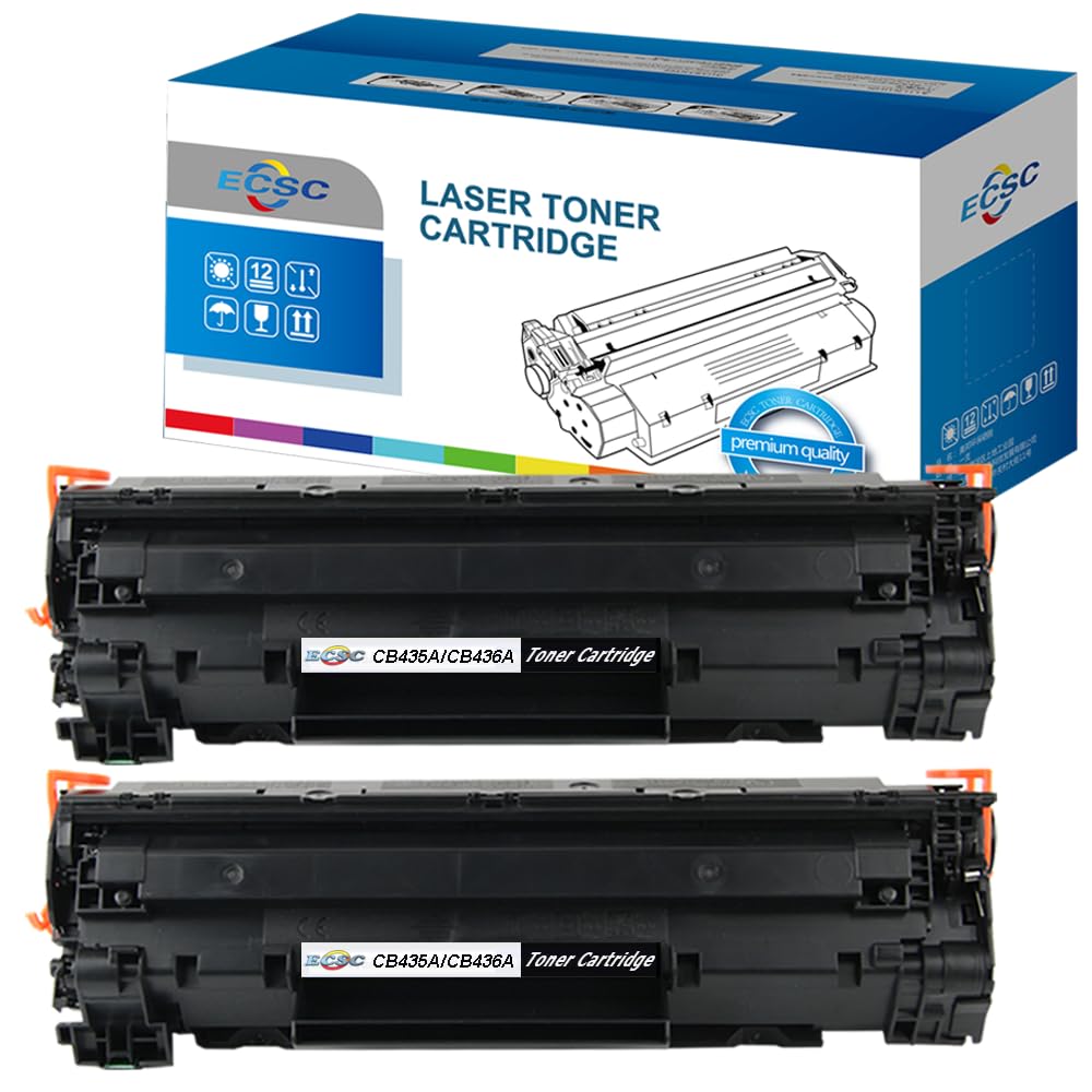 Compatible Toner Cartridge Replacement for HP LaserJet P1005 P1006 P1007 P1008 P1009 CB435A/CB436A (Black, 2-Pack)