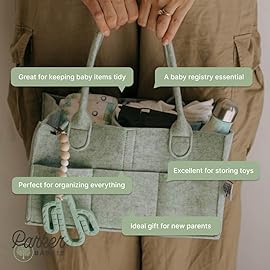 Parker Baby Diaper Caddy - Nursery Storage Bin and Car Organizer for Diapers and Baby Wipes - Sage Green, Regular