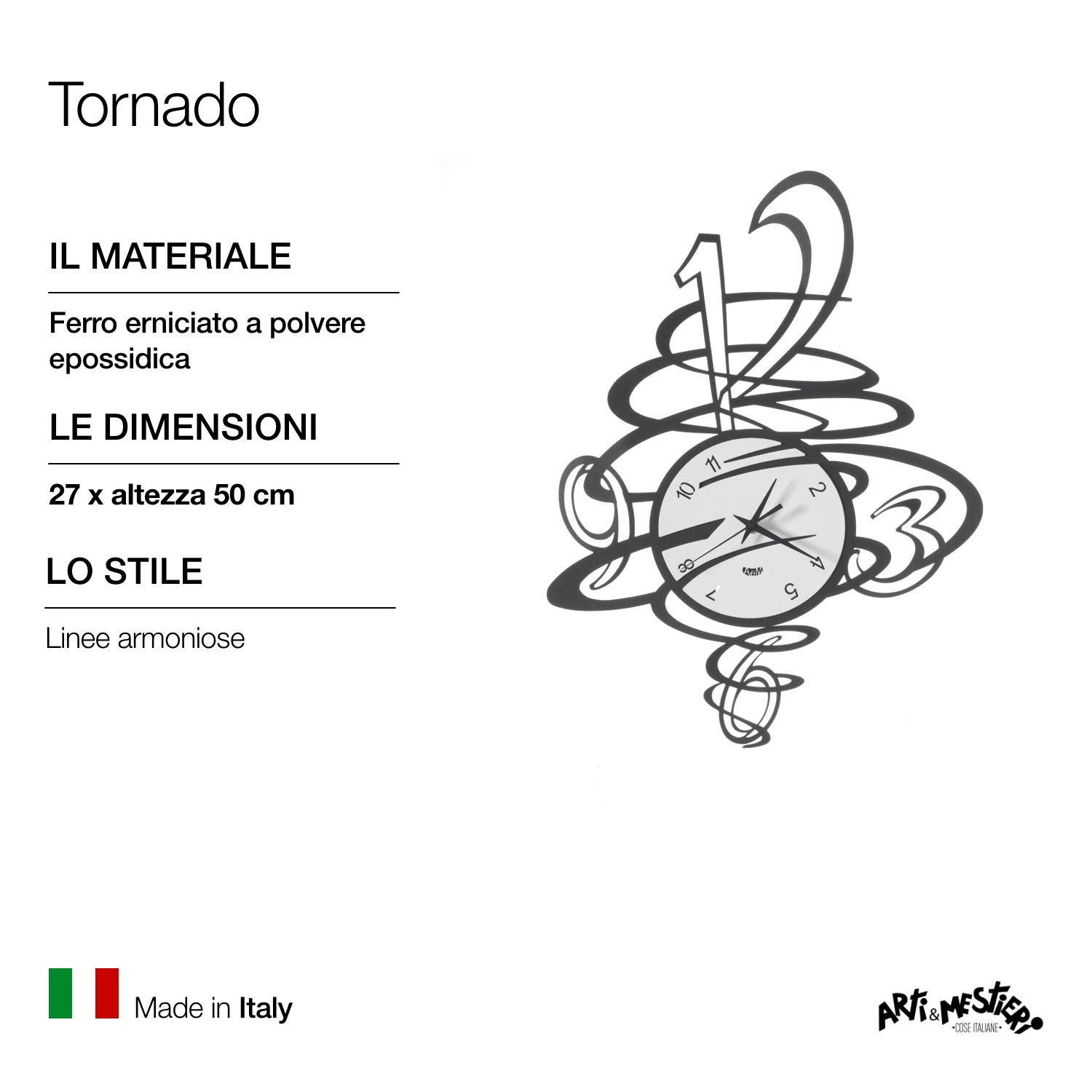 ARTI & MESTIERI - Orologio da Parete Design Ovale Circe
