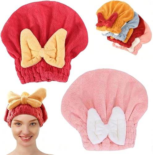 Miniatura 10 de Gorros de Microfibra para Secar el Cabello, Toalla Suave con Lazo para Cabello Húmedo para Regalos de Fiesta, Relleno de Bolsas de Regalos, Toalla