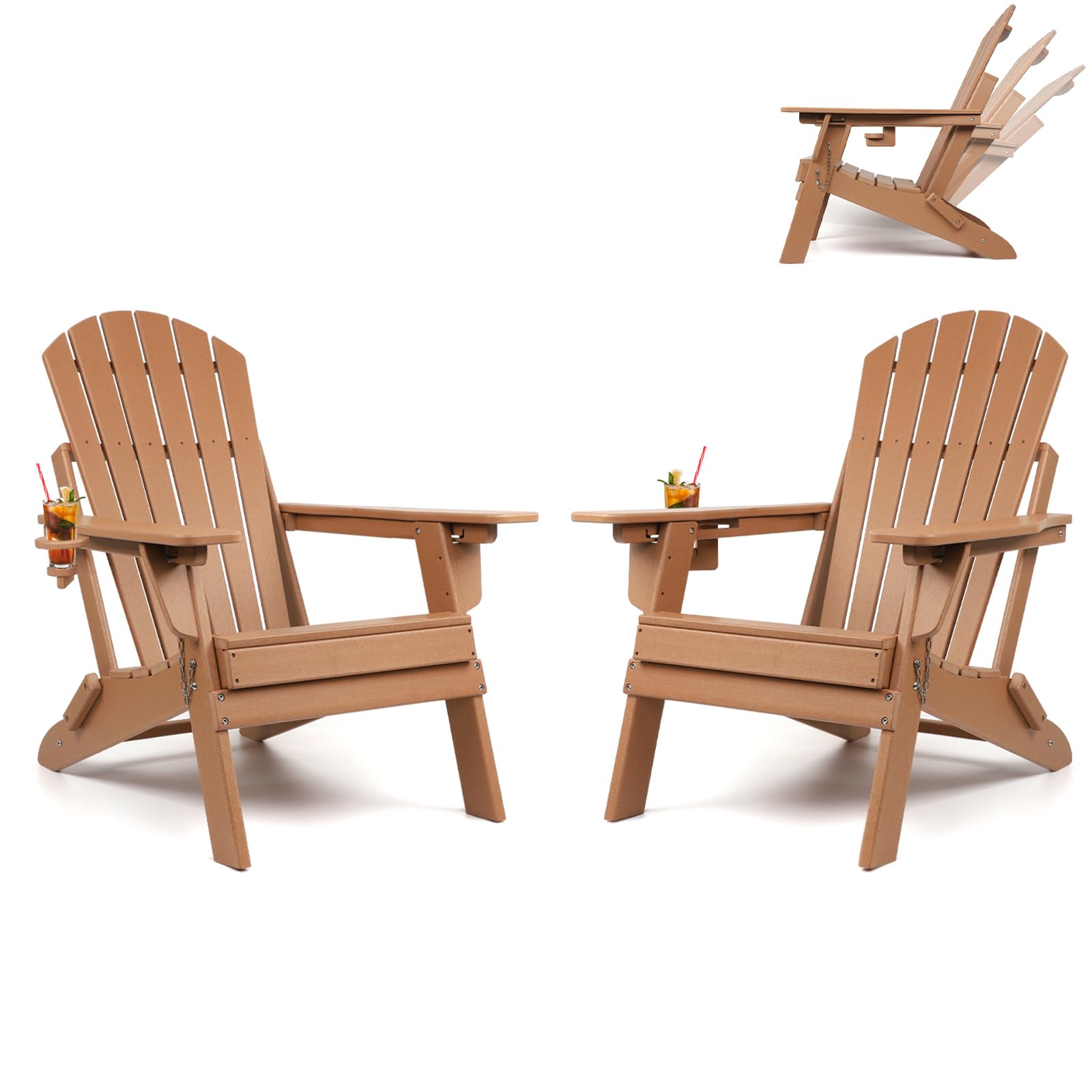 Oversized Folding Adirondack Chair Set of 2 with Adjustable Backrest 400LBS
