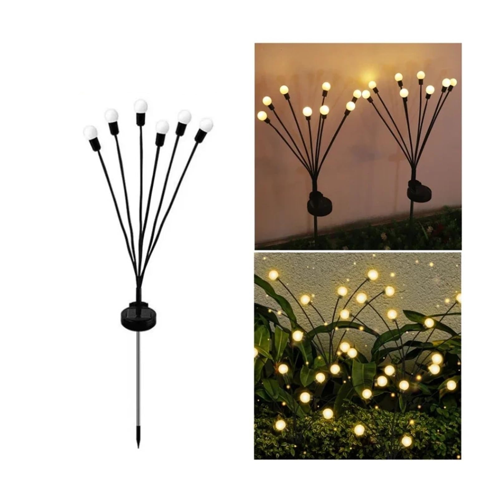 JANXELNOVA 6/8/10 LED Solar Garden Lighting Powered Firefly Lights Outdoor Decoration Landscape Lawn Lamps(6LED-Warm,4pc)