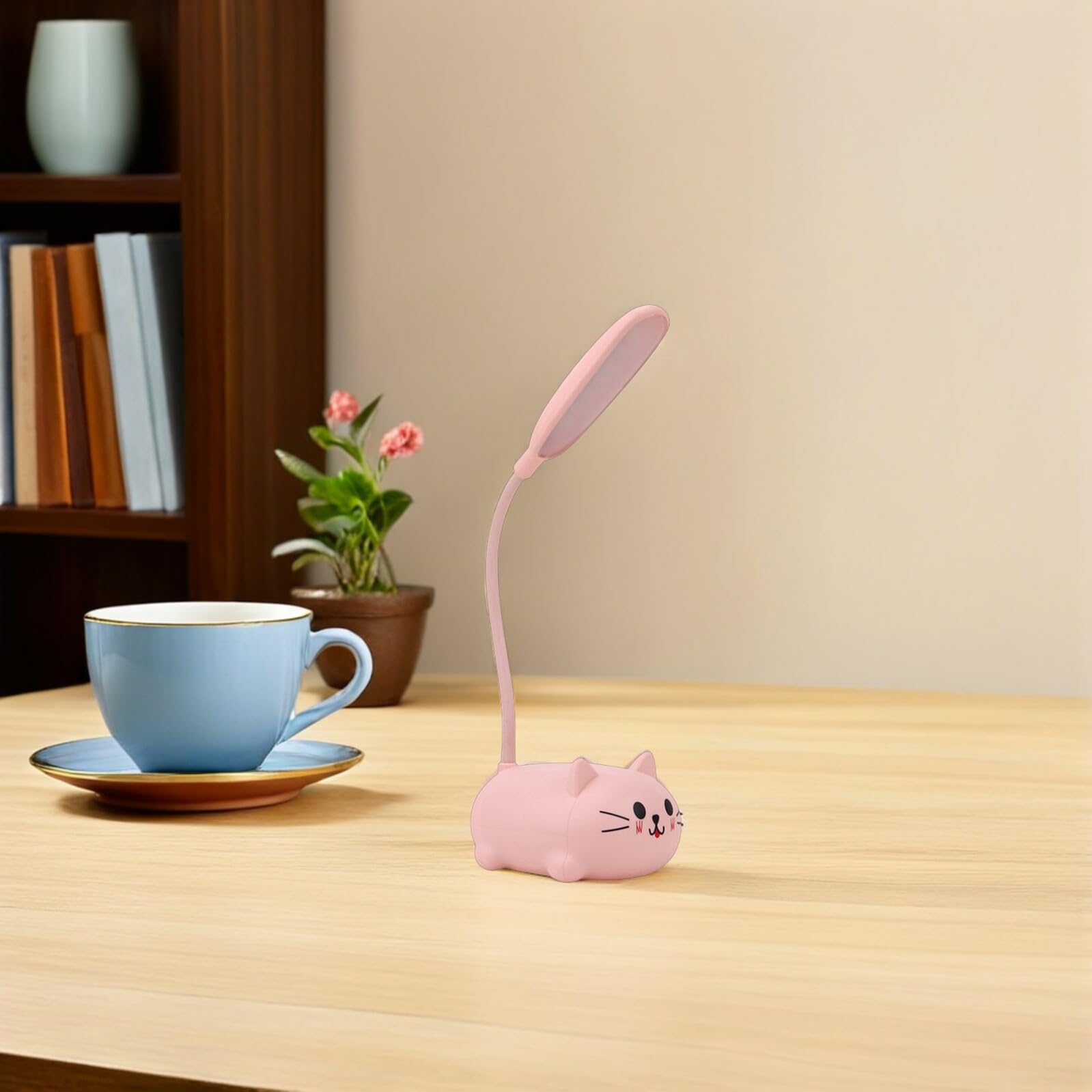 iplusmile Lampe de Bureau Fille Rose en Plastique de Chat, Lampe de Table Kawaii Pratique et Décorative, comme Veilleuse pour Filles et Présent