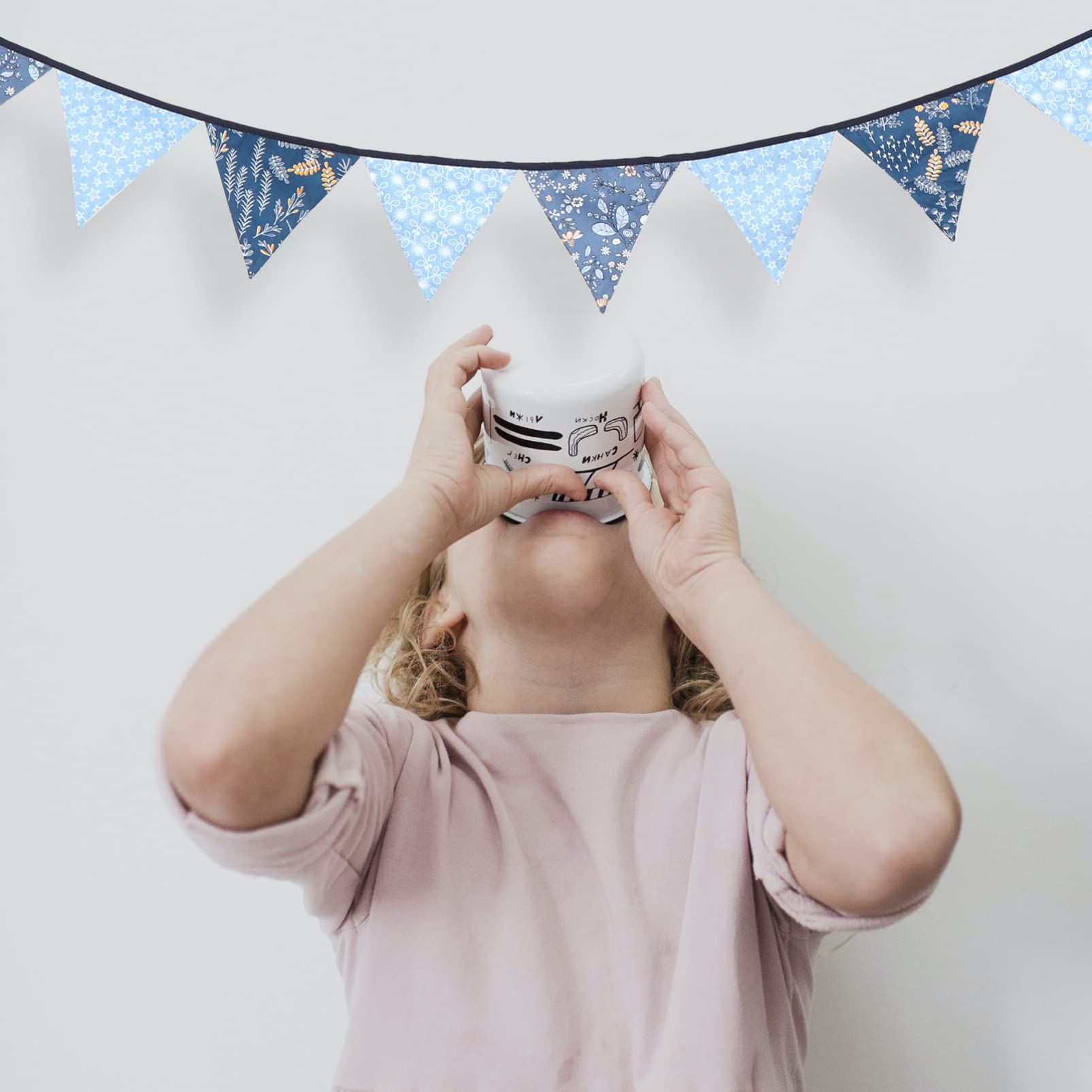 Amosfun 3st Jeansblauer Wimpel Hochzeitsdeko Hängender Wimpel Dekorativer Wimpel Baumwollbanner Banner-requisiten- Hängende Verzierung Party-banner Partyschmuck Blue Baumwolle