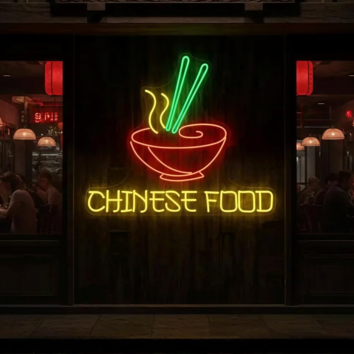 „Chinesisches Restaurant geöffnet“ Neonschild, LED-Leuchtschild für chinesische Restaurants, Schaufenster, Bars, asiatische Gastronomie und Küchendekoration