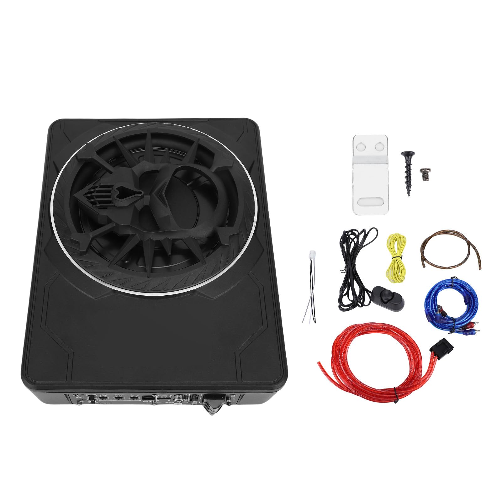 Naroote Subwoofer Samochodowy o Mocy 800 W, Zasilany Pod Siedzeniem, 10-calowy Subwoofer Samochodowy, Aktywny, Zasilany Pod Siedzeniem, o Mocy 800 W, z Wbudowanym Wzmacniaczem i Oświetleniem