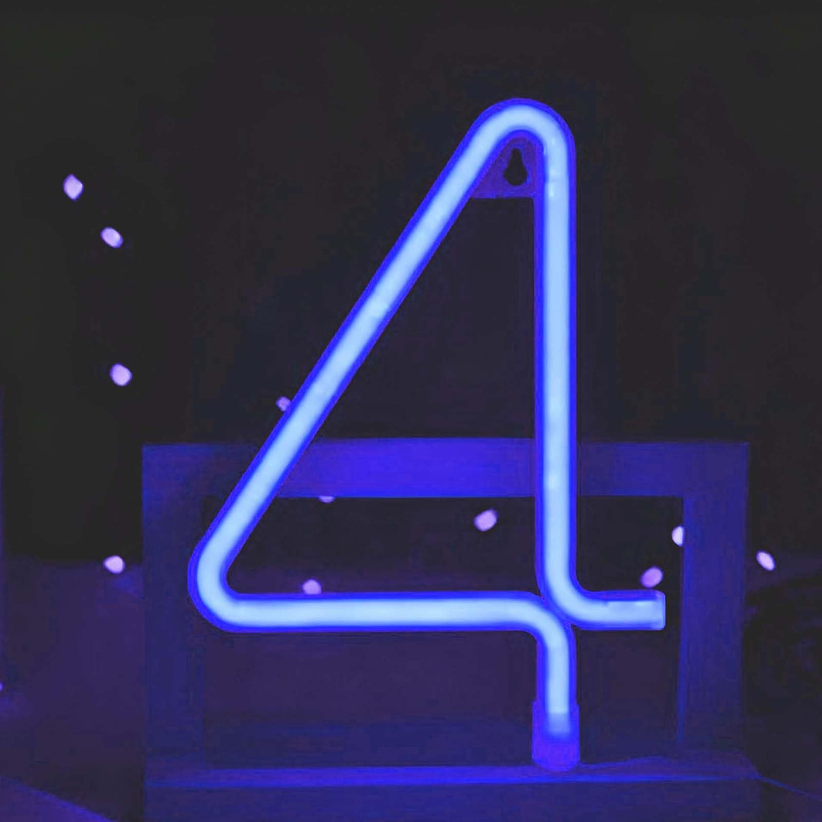 Neon Sign Numbers-USB Powered Neon Signs Arabic Number Neon Light for Wall Decor Customizable Birthday Housewarming Gift Bedroom Bar Game Room Decor Plug-in with Remote Control（NO.4) — image 1
