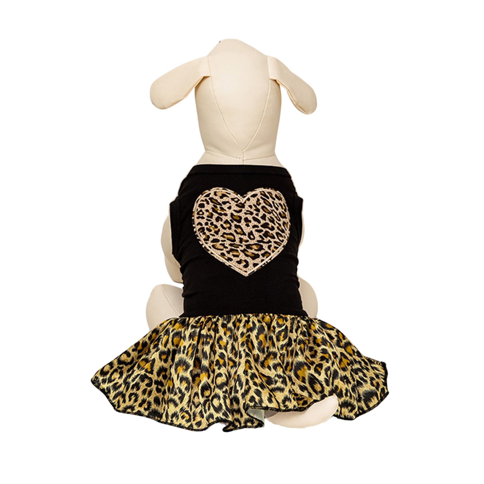 MeiAOBest Pet Dress,Summer Leopard Puppy Vest Skirt Dog Sleeveless heart-Shaped Breathable Lace Princess Tutu for Cats Small Dogs_M
