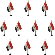 AZ FLAG Pack of 10 Syria Table Flags 4x6 in 100D Polyester Plastic Base