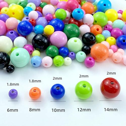 Miniatura 3 de Jmassyang 60 cuentas redondas acrílicas de 0.555 pulgadas (0.551 in) con espaciador liso, cuentas de plástico pastel para manualidades,