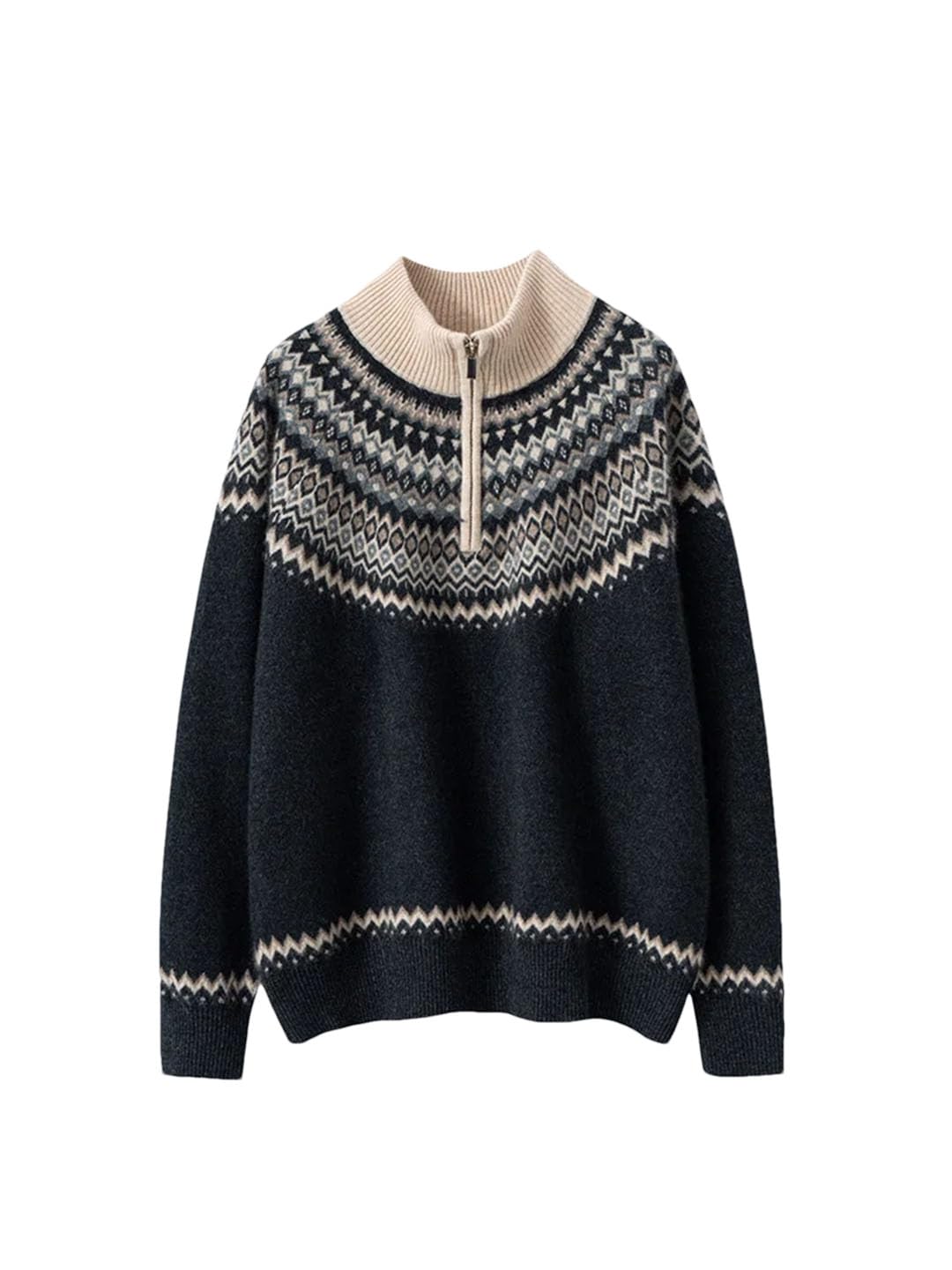 Sweter Damski Vintage Z Kaszmiru, Z Kapturem I Zamkiem Błyskawicznym, Gruby, Miękki, Ciepły, Luźny, Dzianinowy, Jesienno-zimowy(L)