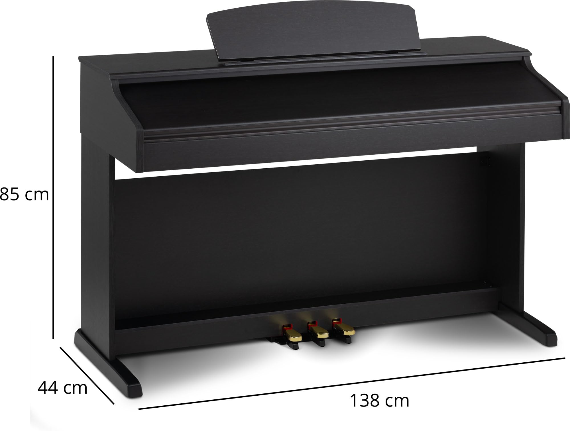 Classic Cantabile DP-50 Piano digital 88 teclas con mecanica martillo - Teclado electronico USB, 32 polifonía y funcion Twin-Piano - Organo musical para ninos - Set con banqueta y auriculares - Marrón