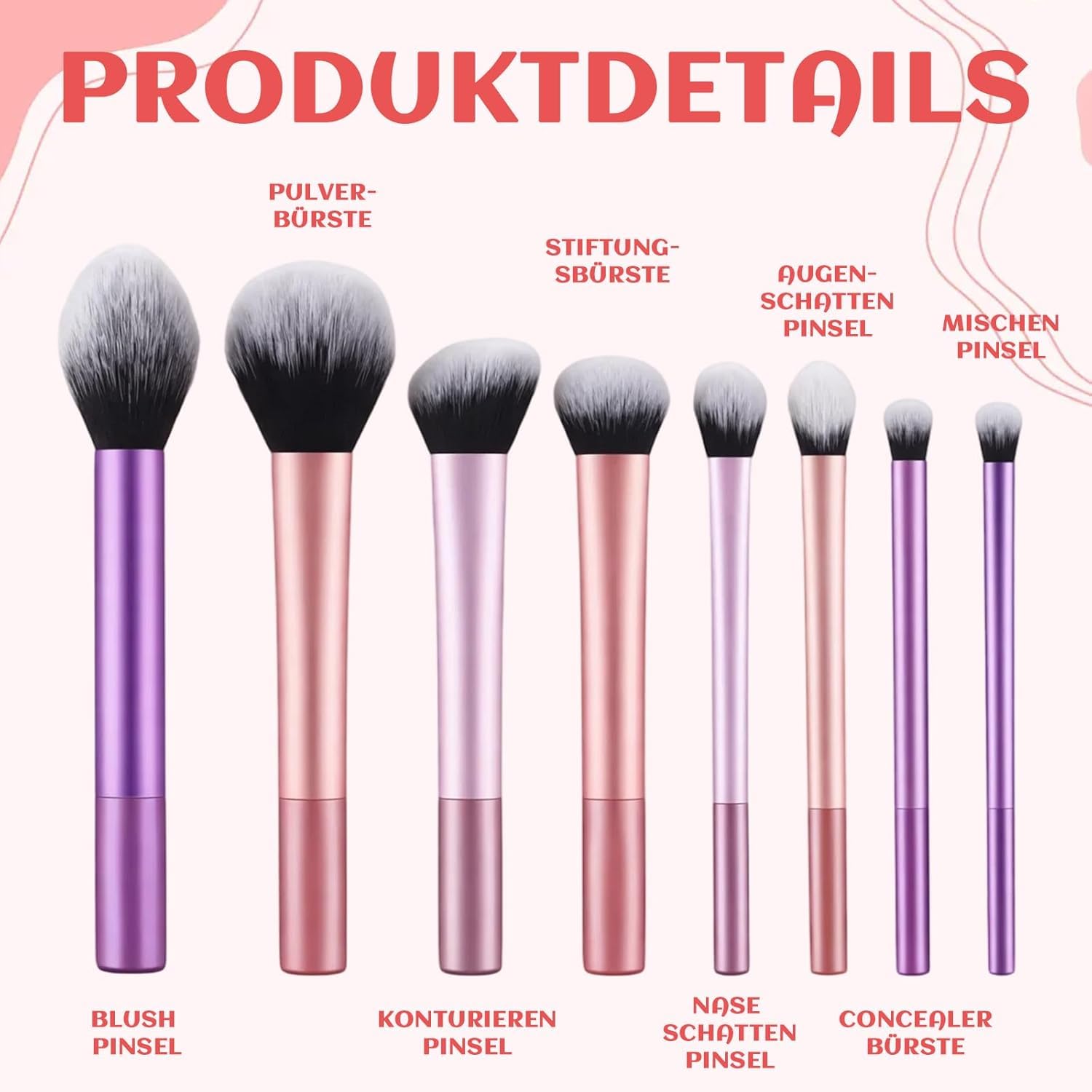 Real Techniques Lot de 8 pinceaux de maquillage professionnels Idéal pour le maquillage du visage et les débutants