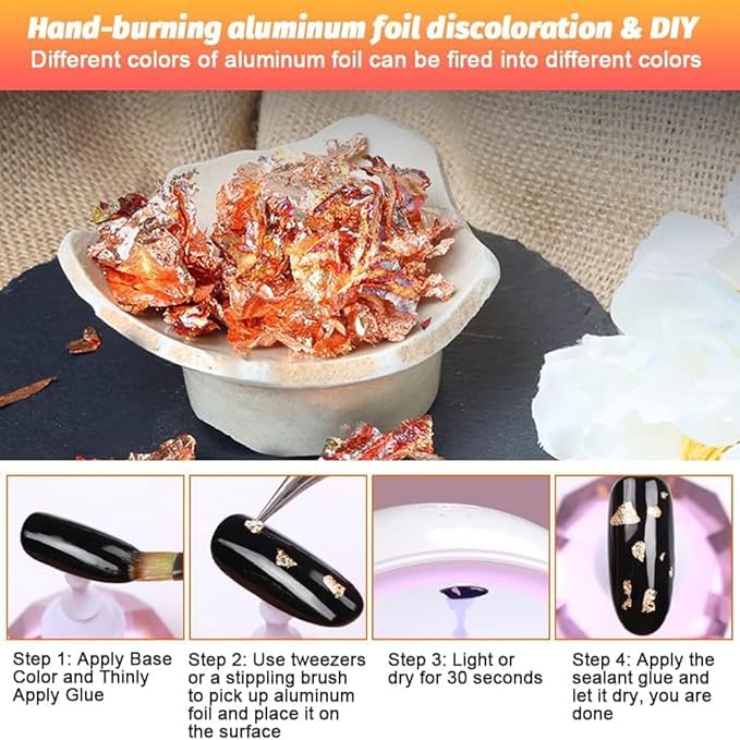 Image of A.S.K [28g] 4 Bottle Gold Flakes 2Gold, 1Silver, 1Copper Flakes, for Resin, Imitation Gold Foil Flakes, with tweezer for Decoration, Painting Arts, Nail Art, DIY Crafts etc.