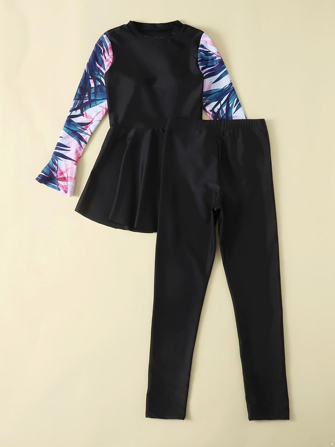 Kids Girls Rash Guard Swimsuit UPF 50 Long Sleeve Swim Dress and Pants Full Body Cover Beach Swimwear