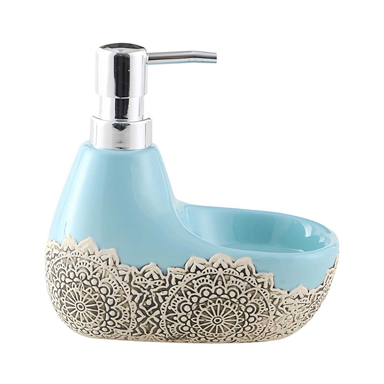 Yuue Blue Empty Barthroom And Dish Soap And Sponge Holder For The Kitchen Sink Dishwashing Liquid Dispenser Decor For Counter(Blue)