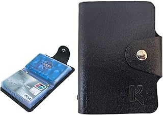 kraptick 20 Slots Cardholder with Double-Sided Slots, Wallet for Cards, ATM, Debit, Credit Cards Holder, Unisex Wallet with Leather Design (Black)-picture-43