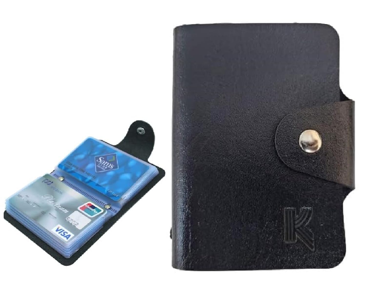 20 Slots Cardholder with Double-Sided Slots, Wallet for Cards, ATM, Debit, Credit Cards Holder, Unisex Wallet with Leather Design (Black)-image-35