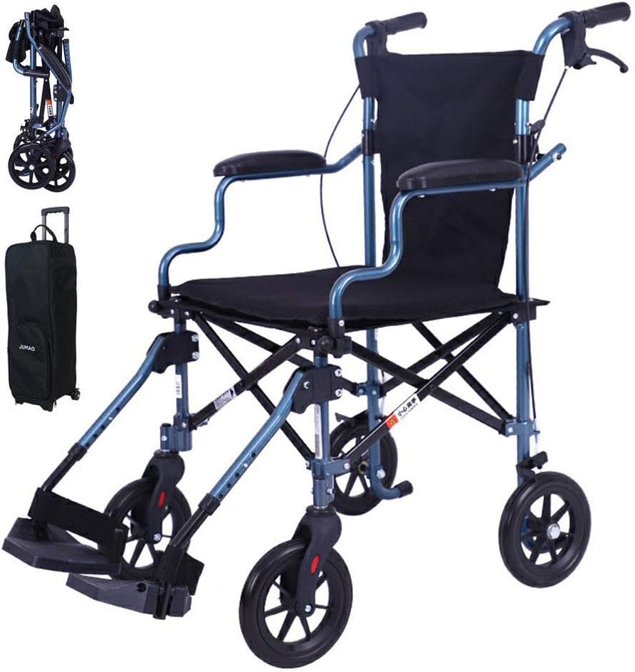 HPDOSHP Fauteuil Roulant Pliable Leger en Aluminium, Ultra léger et Totalement Pliable, Fauteuil