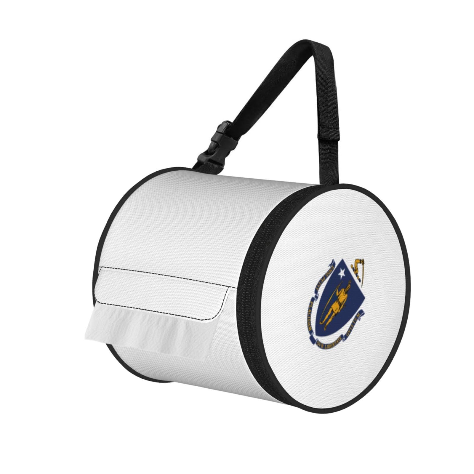 Massachusetts State Flag Print Cylindrical Tissue Holder Bathroom Car Home Office Kitchen Decor Versatile